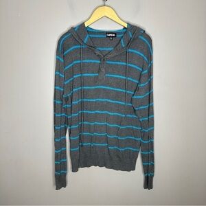 Carbon striped hoodie Henley sweatshirt